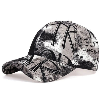 Unisex Letter Graffiti Printing Tie Dye Baseball Caps Spring and Autumn Outdoor Adjustable Casual Hats Sunscreen Hat