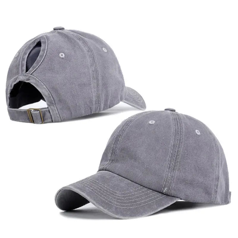 1Pcs Trendy Lightweight Cotton Cap Distressed Look, Sunshade, Adjustable Fit & Ponytail-Friendly for Stylish Women