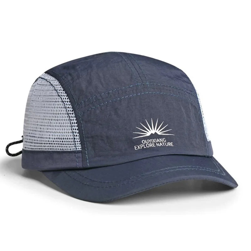 Vintage-Inspired Men'S Short-Brim Baseball Cap - Lightweight Breathable Quick-Dry Polyester Street Style Casual Outdoor Hat