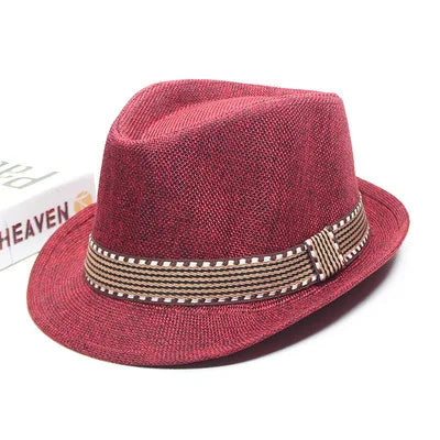 Golexury Summer Fedoras Spring and Summer Korean Party Jazz Hat Cotton Linen Top Hat  for Buchet Hat Panama Cap