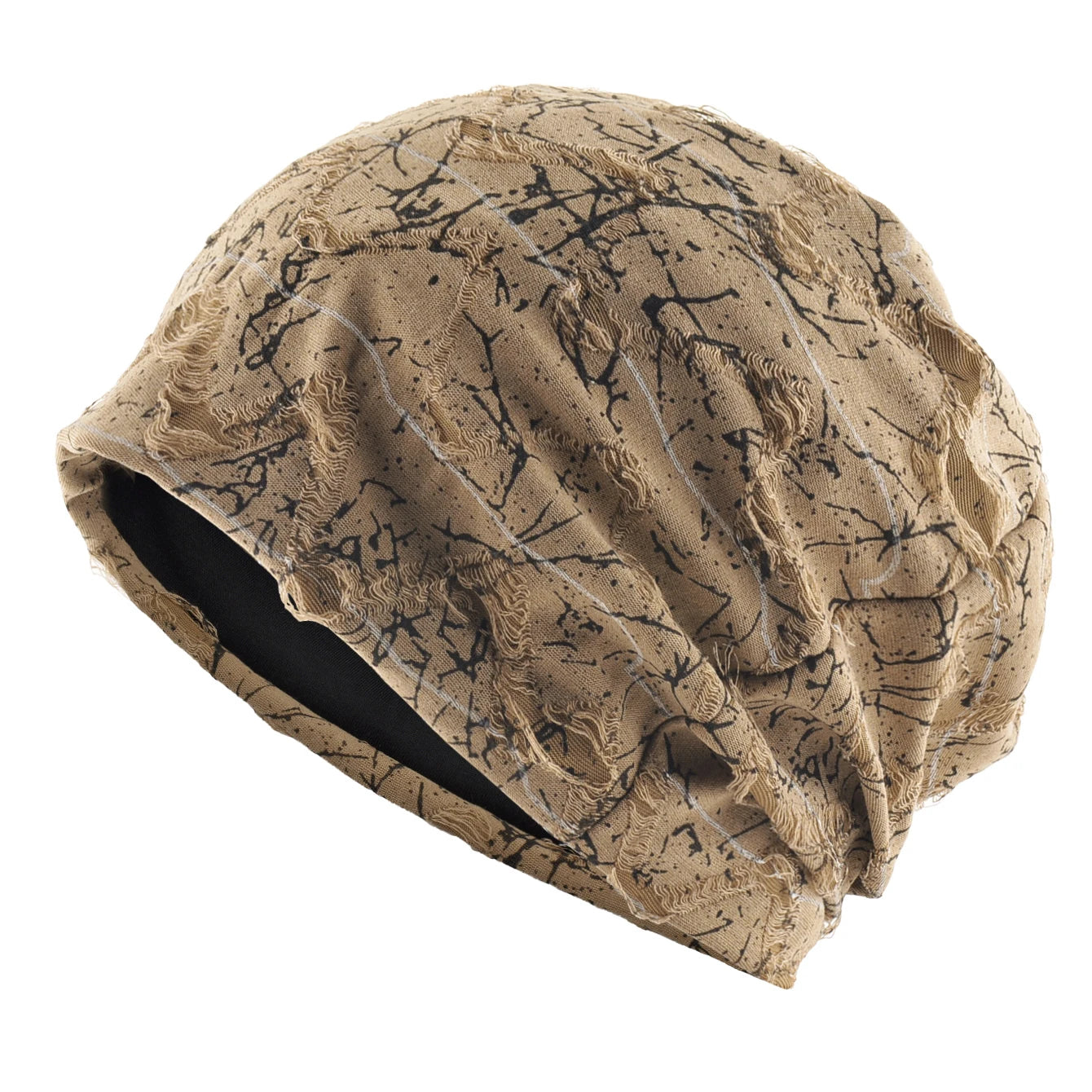 Distressed marble print Beanie Men Unisex Vintage Streetwear Hip Hop Hat Women's Spring Fall Knit Cap For Casual Sport