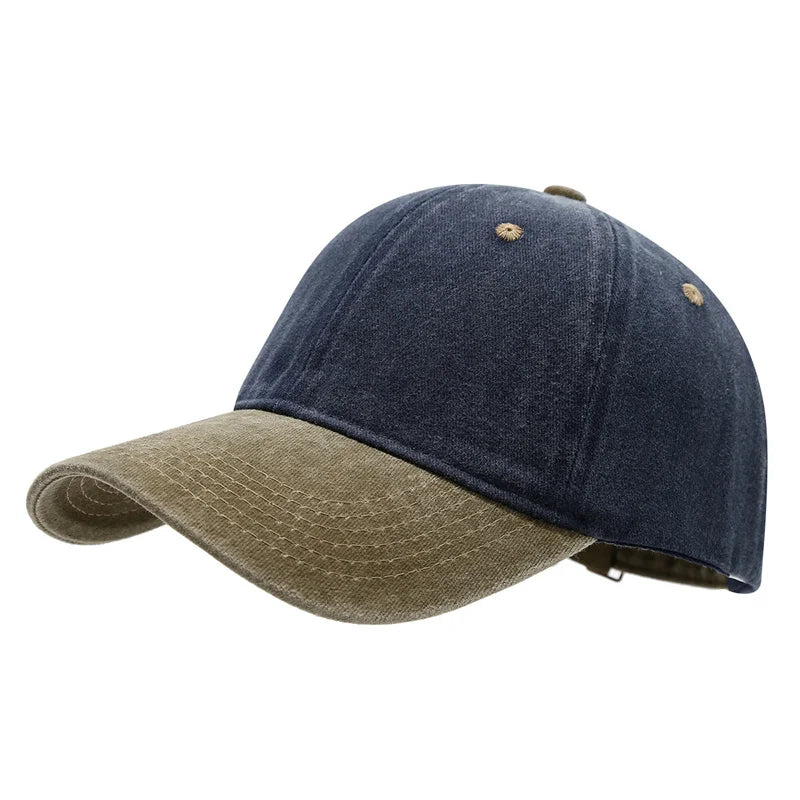 Unisex Washed Cotton Baseball Cap – Color-Matched Casual Snapback Sun Hat for Spring & Summer