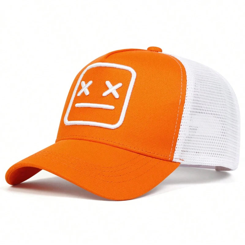 Unisex XX Crying Face Embroidery Baseball Net Caps Hip Hop Cap Spring Summer Outdoor Adjustable Casual Hats Sunscreen Hat