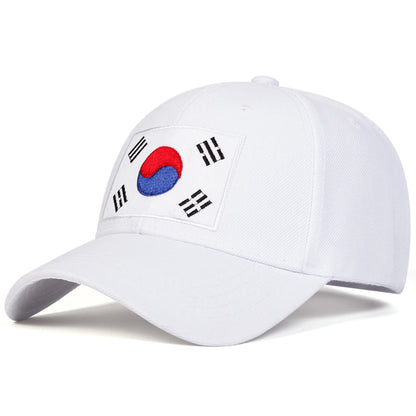 Unisex Korean Flag Embroidery Baseball Caps Spring Autumn Outdoor Adjustable Casual Hats Sunscreen Hat