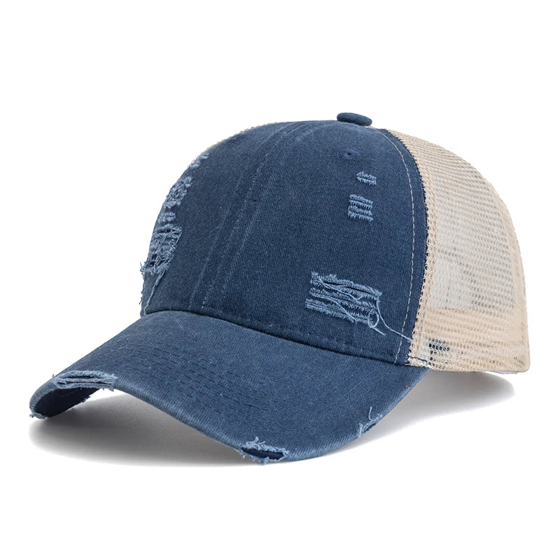 Hot Sale Unisex Trucker Hat Multi Colors Plain Baseball Cap Women Men Washed Cotton Distressed Cap