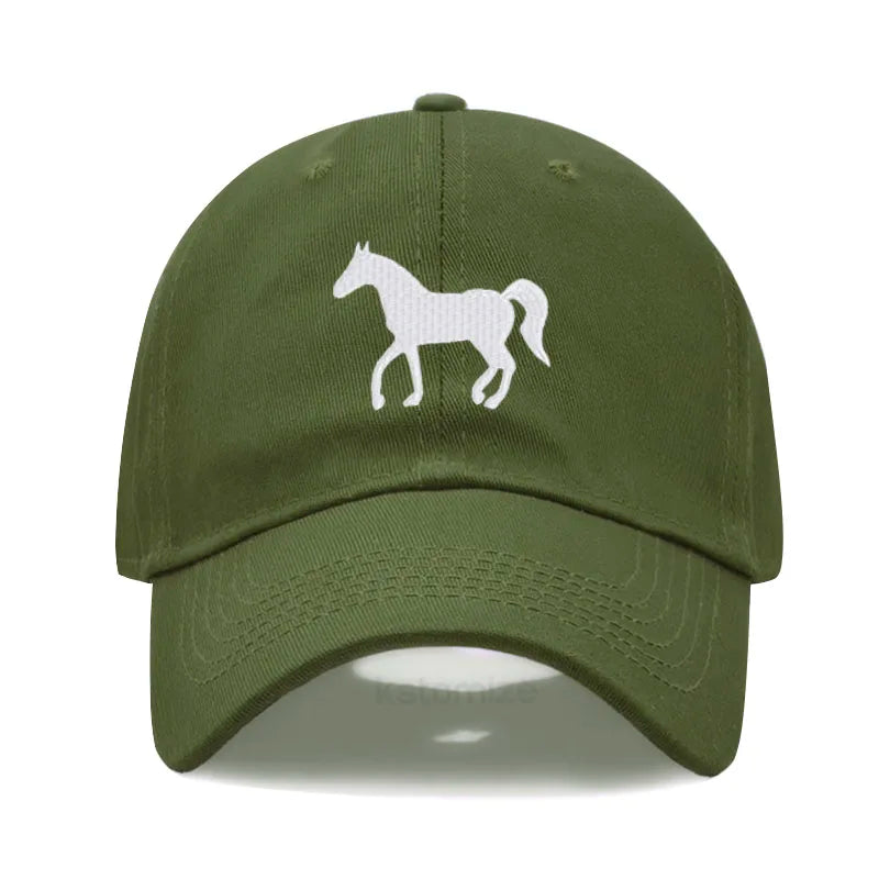 Horse Embroidered Baseball Cap for Women Men Fashion Adjustable Washed Cotton Dad Hat Unisex Classic Golf Caps