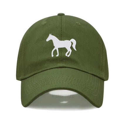 Horse Embroidered Baseball Cap for Women Men Fashion Adjustable Washed Cotton Dad Hat Unisex Classic Golf Caps