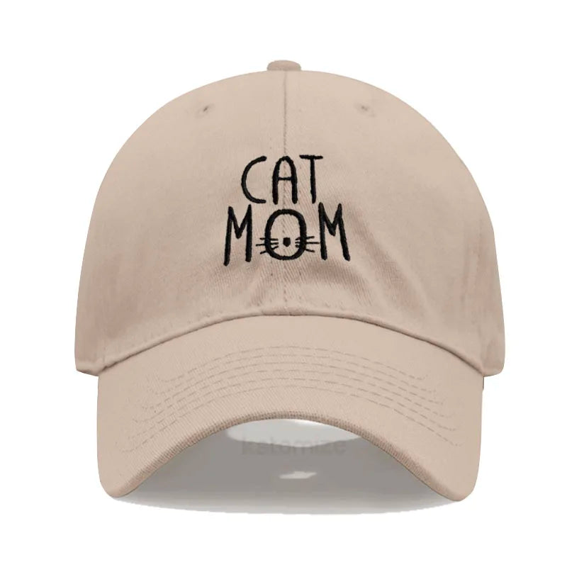 CAT MOM Embroidered Baseball Cap for Women Men Fashion Adjustable Soft Washed Cotton Dad Hat Unisex Classic Golf Caps