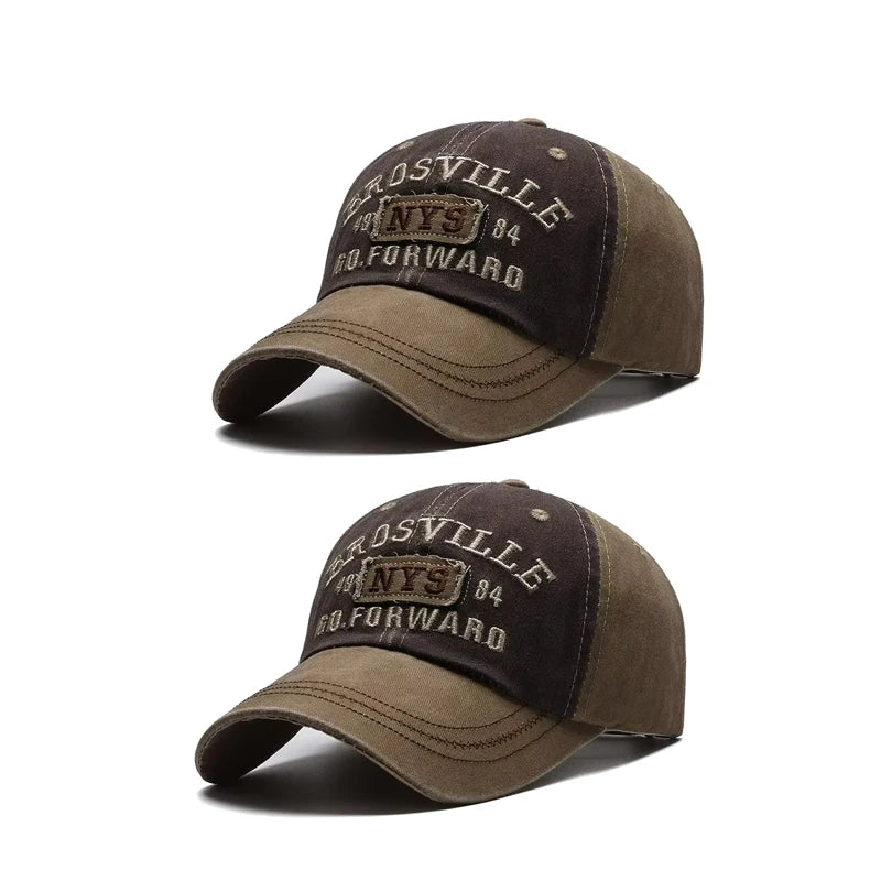 Men’s Washed Embroidered Baseball Cap Curved Brim Casual Adjustable Sun Hat