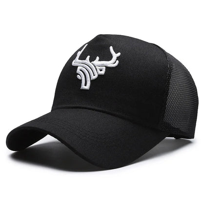 Unisex Animal Antlers Embroidery Baseball Net Caps Spring and Summer Outdoor Adjustable Casual Hats Sunscreen Hat