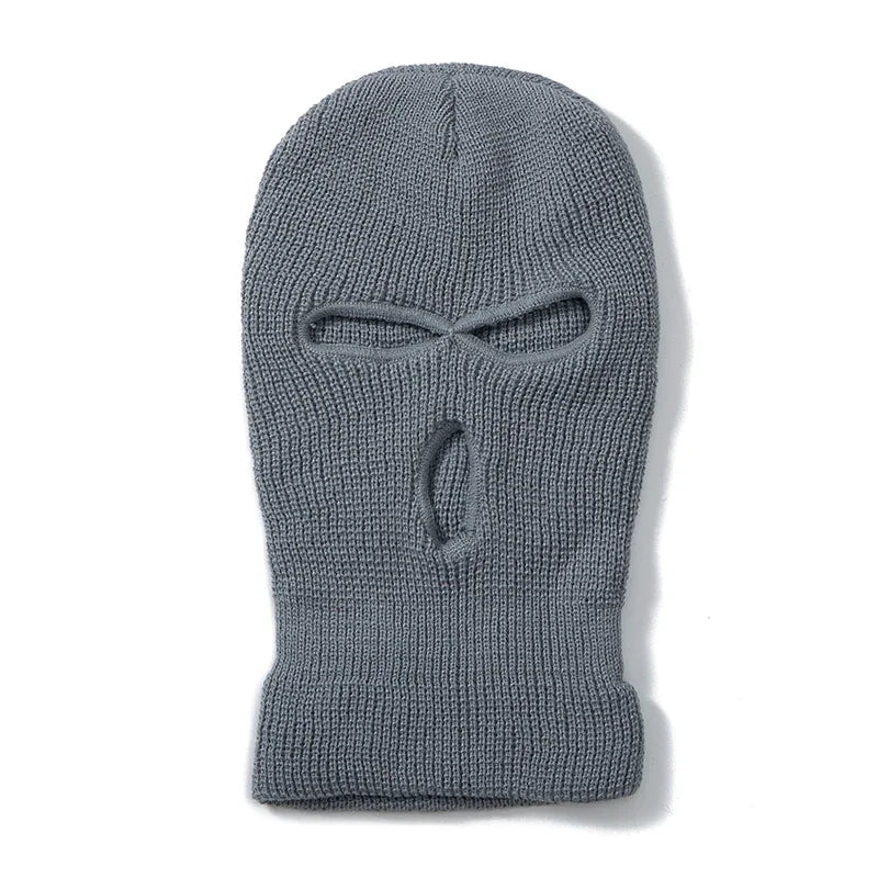 Hot Sale Unisex Balaclava Full Cover Style Ski Mask Hat 3 Holes Winter Hat Tactical Windproof Ribbed Knit Beanie Winter Warm Cap
