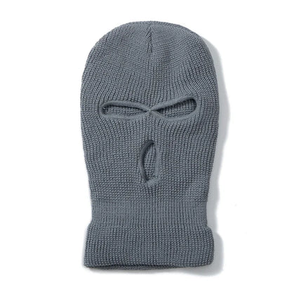Hot Sale Unisex Balaclava Full Cover Style Ski Mask Hat 3 Holes Winter Hat Tactical Windproof Ribbed Knit Beanie Winter Warm Cap