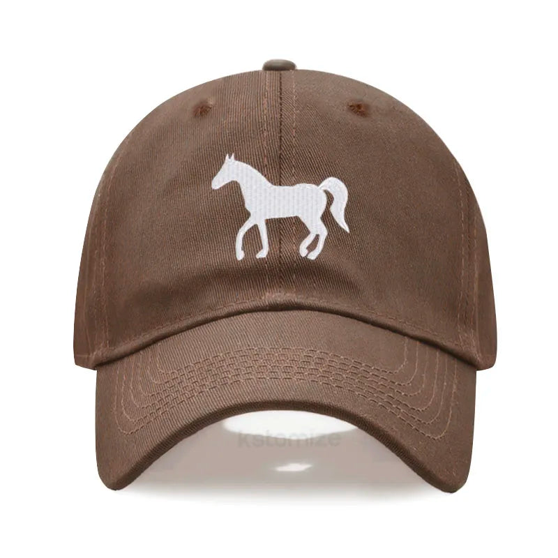 Horse Embroidered Baseball Cap for Women Men Fashion Adjustable Washed Cotton Dad Hat Unisex Classic Golf Caps