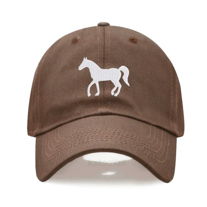 Horse Embroidered Baseball Cap for Women Men Fashion Adjustable Washed Cotton Dad Hat Unisex Classic Golf Caps