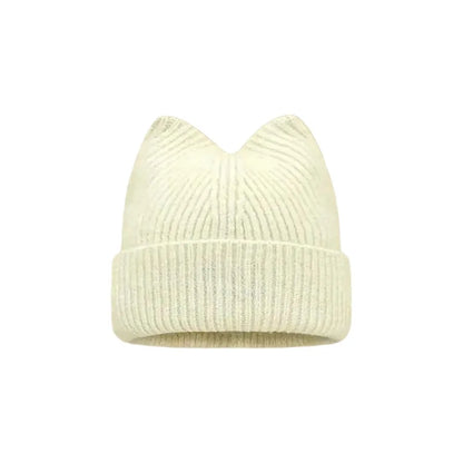 Cat Ears Wool Hat Female Autumn and Winter Korean  Cute Face Small Knitted Hat Big Head Circumference Warm Ear Protection Hat