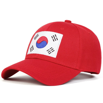 Unisex Korean Flag Embroidery Baseball Caps Spring Autumn Outdoor Adjustable Casual Hats Sunscreen Hat