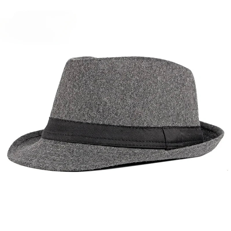 Unisex British Felt Jazz Hats For Middle Aged Men Bucket Hat Wool Fedoras Hat Autumn Winter Gentlemen Wedding Party Magic Caps