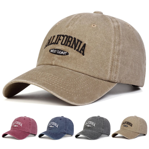 Unisex CALIFORNIA Letter Embroidery Wash Baseball Caps Spring and Autumn Outdoor Adjustable Casual Hats Sunscreen Hat