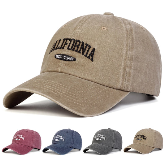 Unisex CALIFORNIA Letter Embroidery Wash Baseball Caps Spring and Autumn Outdoor Adjustable Casual Hats Sunscreen Hat