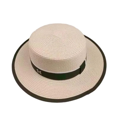 Women's Spring and Summer British Houndstooth Top Hats Seaside Sun Protection Beach Sun Hats Vacation Casual Top Hats