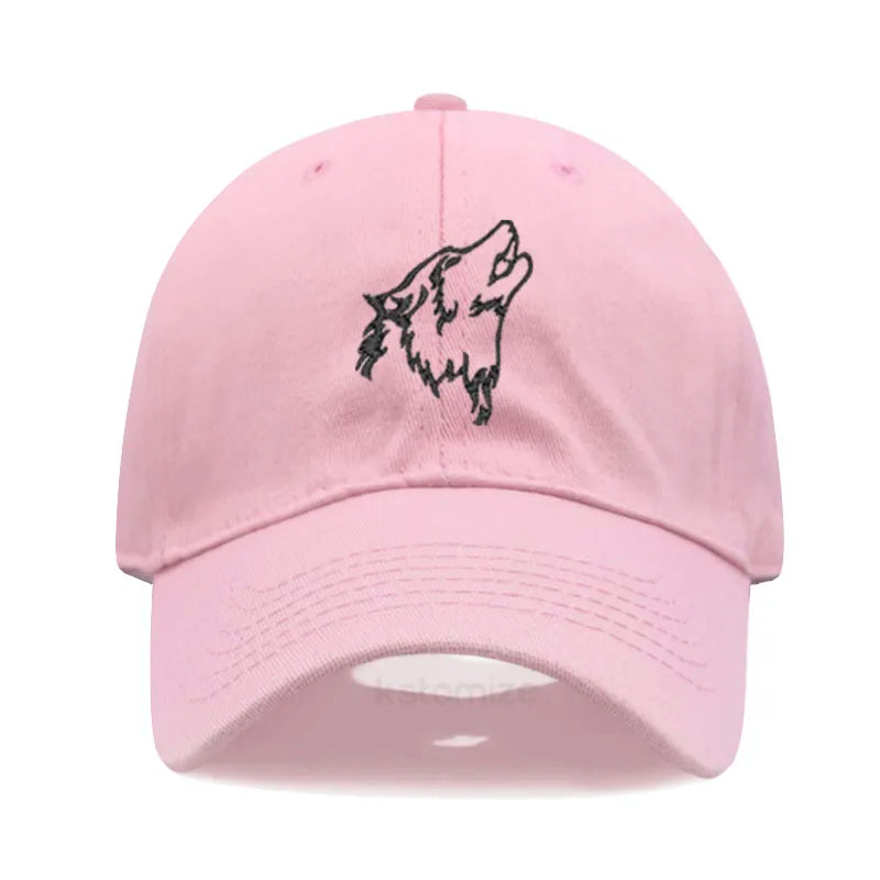 Women's Baseball Cap Men's Washed Cotton Wolf Howl Embroidery Embroidery Dad Hat Sport Golf Caps For Man Sun Hats Dropshipping