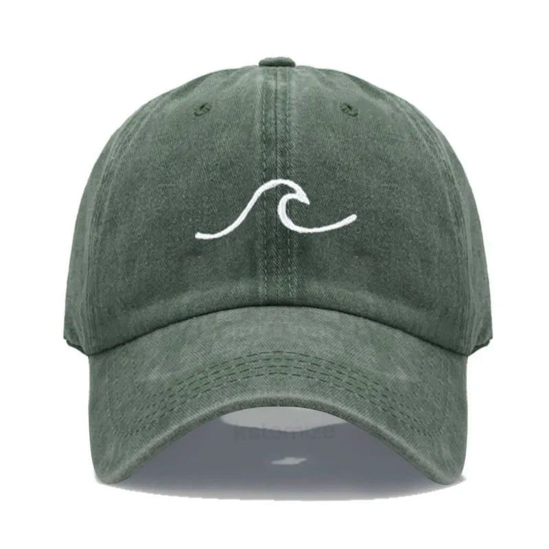 Men's Baseball Cap Women's Washed Cotton Waves Embroidery Embroidery Dad Hat Sport Golf Caps For Man Sun Hats Dropshipping