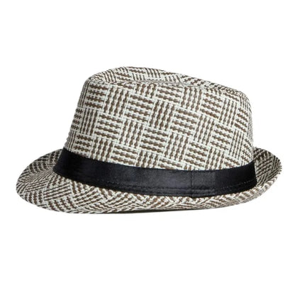 2025 New Korean Trendy Sun Hats British Top Hat Women's Men's Grometric Straw Hat Belt Jazz Hats Couple Beach Hat Fedoras Cap