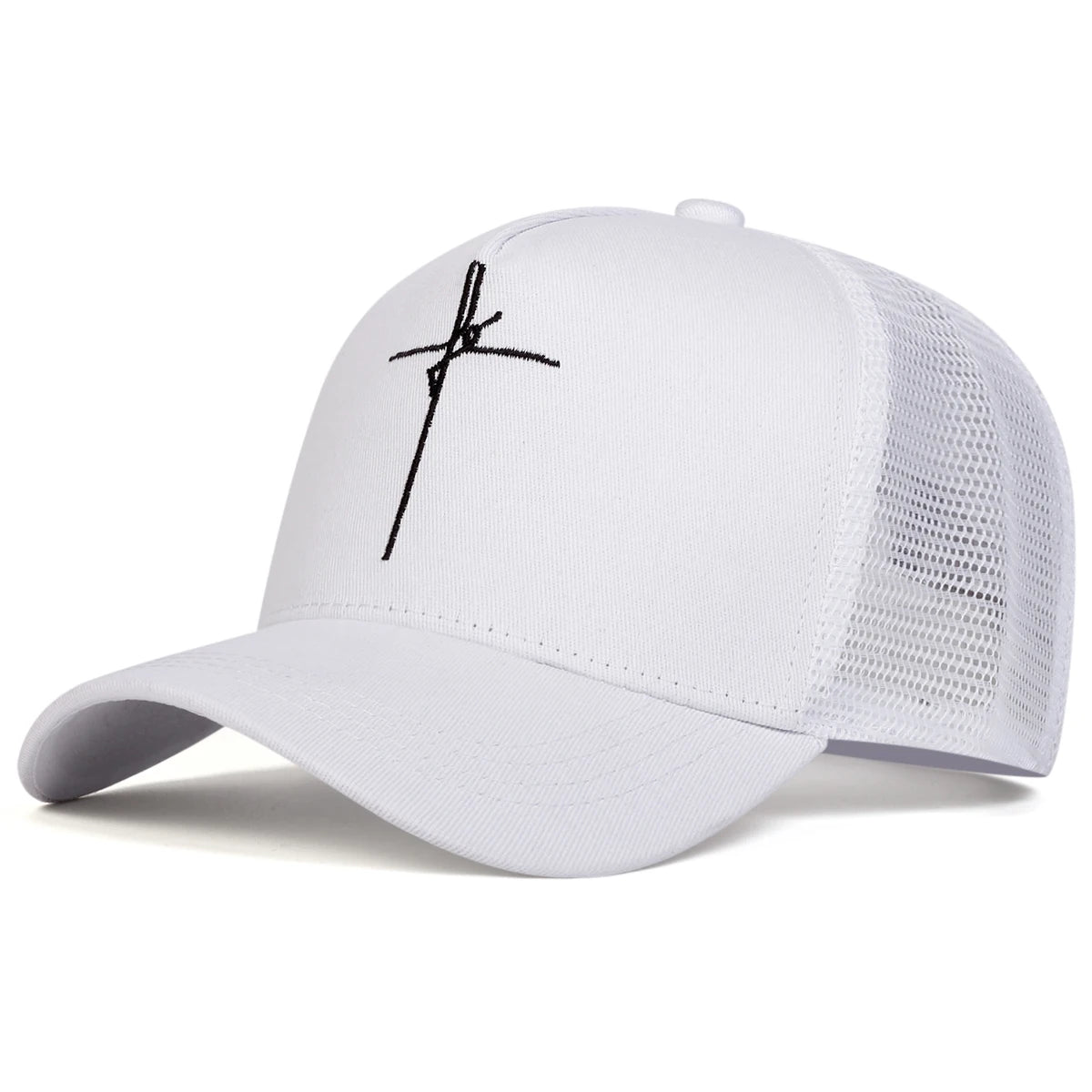 Unisex Cross Embroidery Baseball Net Caps Spring and Summer Outdoor Adjustable Casual Hats Sunscreen Hat