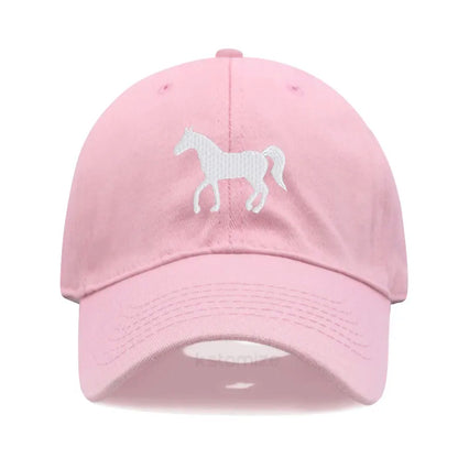 Horse Embroidered Baseball Cap for Women Men Fashion Adjustable Washed Cotton Dad Hat Unisex Classic Golf Caps