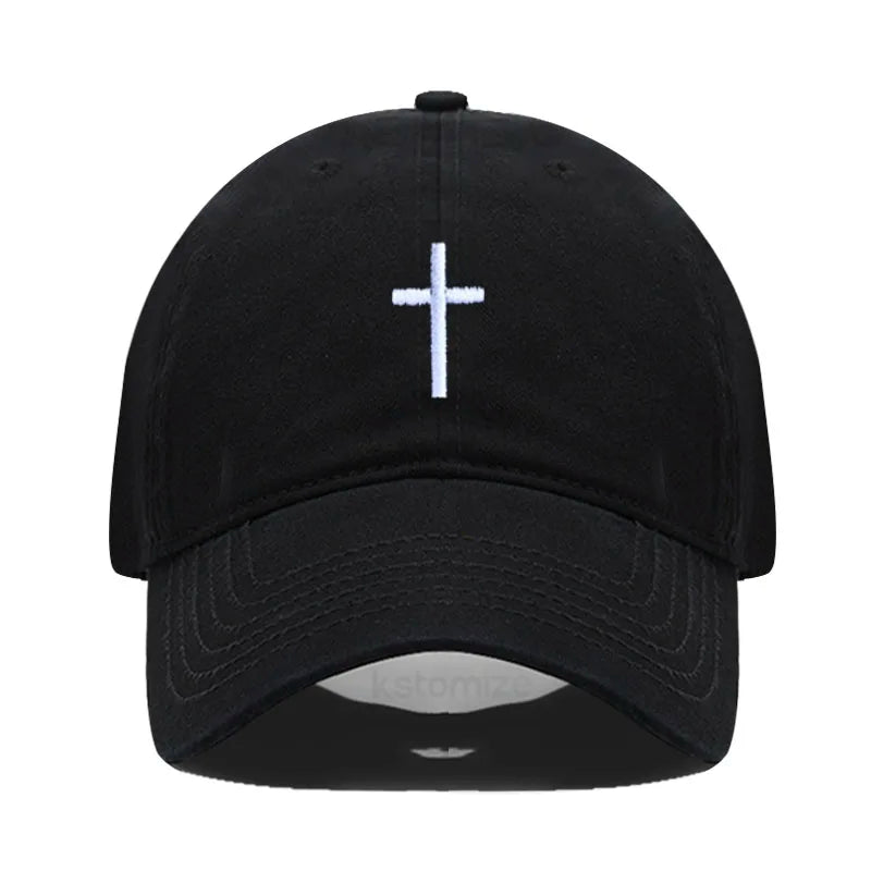 Cross Embroidered Baseball Cap for Women Men Fashion Adjustable Washed Cotton Dad Hat Unisex Classic Golf Caps