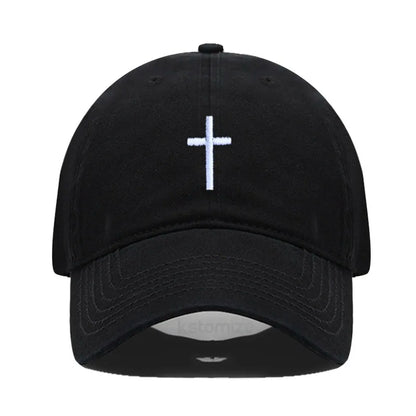 Cross Embroidered Baseball Cap for Women Men Fashion Adjustable Washed Cotton Dad Hat Unisex Classic Golf Caps