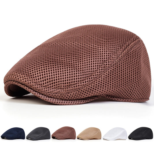 Men Mesh Breathability Newsboy Caps British Painters Hats Spring and Summer Flat Cap Hip Hop Berets