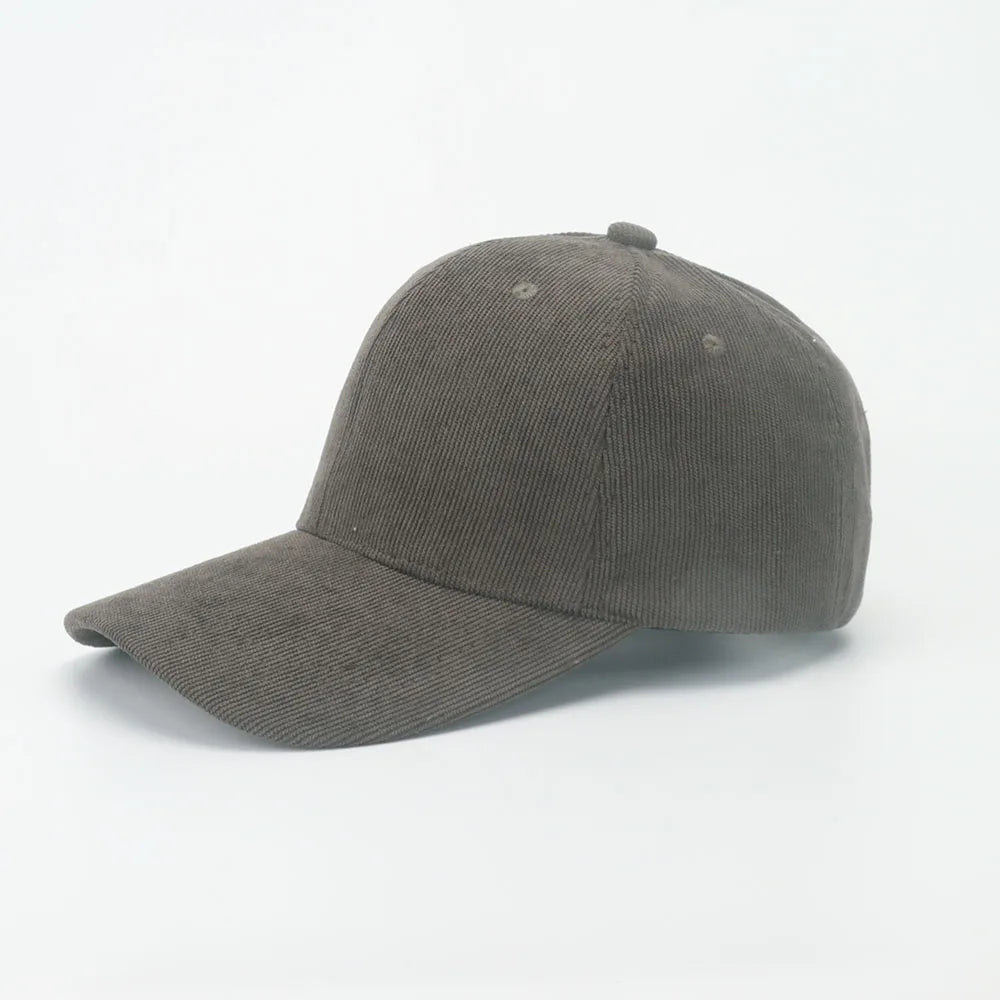 Corduroy Baseball Cap Women's Retro Solid Color Dad Hat Autumn Winter Hats For Men Women Unisex Casual Keep Warm Curved Brim