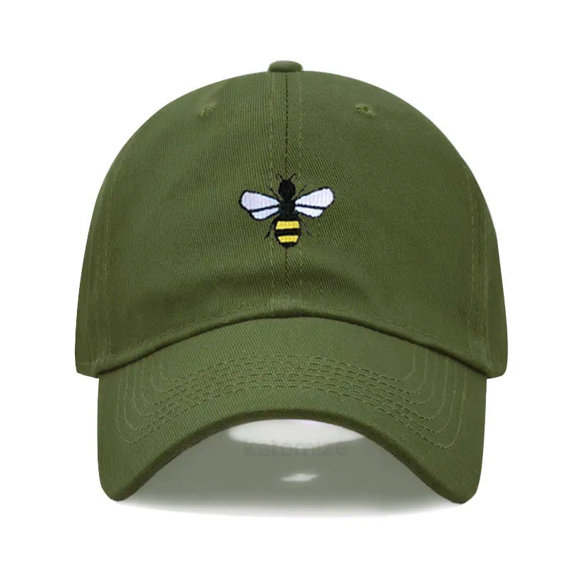 Washed Cotton Honeybee Embroidery Baseball Caps for Men Women Dad Hat Adjustable Snapback Cap Wholesale Dropshipping