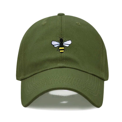 Washed Cotton Honeybee Embroidery Baseball Caps for Men Women Dad Hat Adjustable Snapback Cap Wholesale Dropshipping