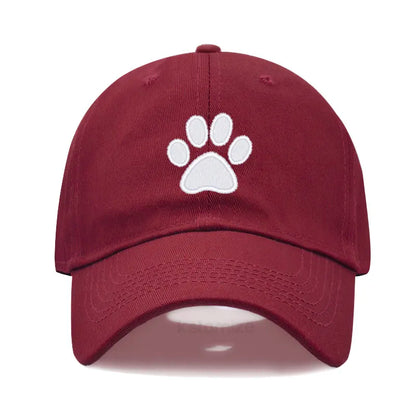Dog Paw Embroidered Baseball Cap for Women Men Fashion Adjustable Washed Cotton Dad Hat Unisex Classic Golf Caps