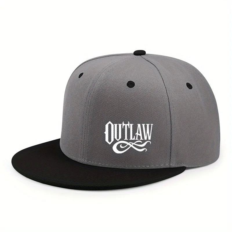Unisex OUTLAW Printed Adjustable Baseball Cap  Men's and Women's Flat-brimmed Cap, Urban Street Style, Outdoor Activity Cap