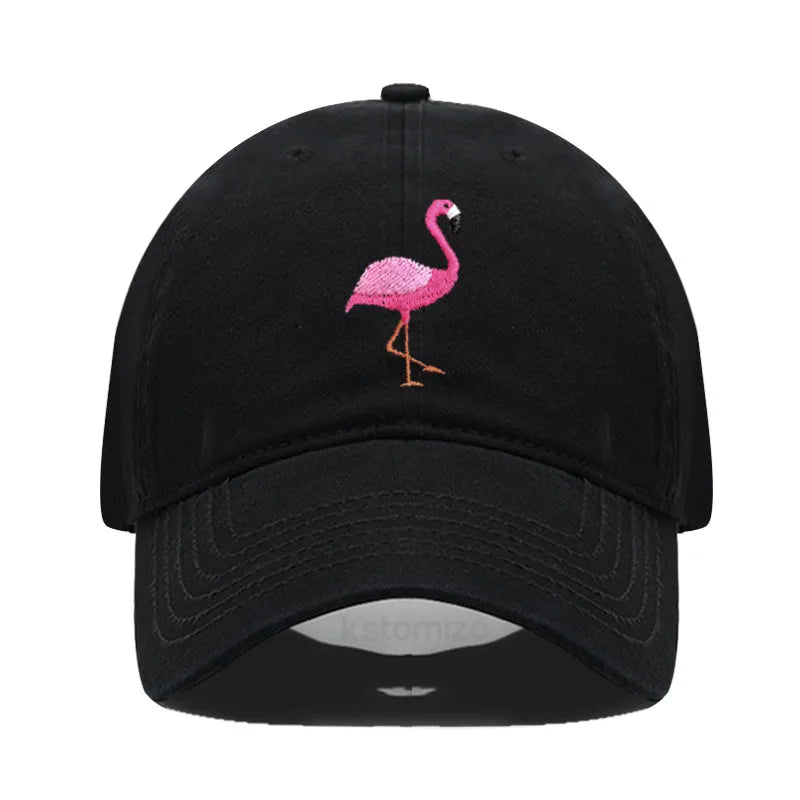 Animal Embroidery Flamingo Baseball Caps for Men Women Retro Soft Washed Cotton Dad Hat Snapback Cap Wholesale Dropshipping