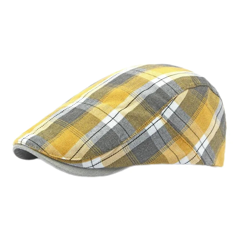Spring Summer Dopamine Plaid Beret Duck Tongue Forward Hat British Style Visor Summer Hats for Women Men Sun Hats Dad's Hat Gift