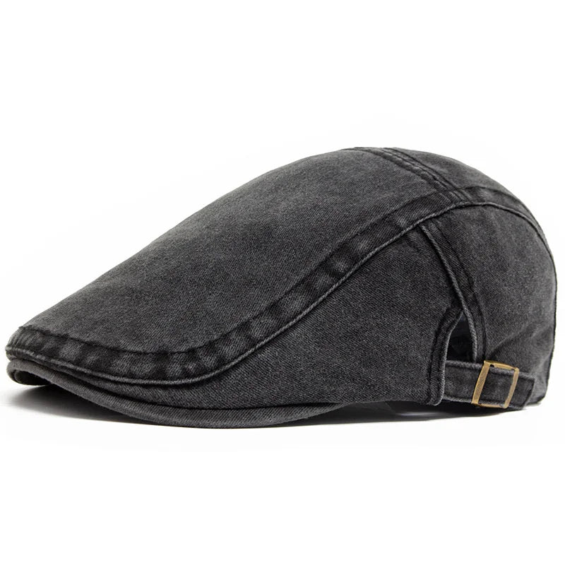 Unisex Vintage Cotton Beret – Flat Visor Newsboy Cap, Adjustable Summer Sun Hat