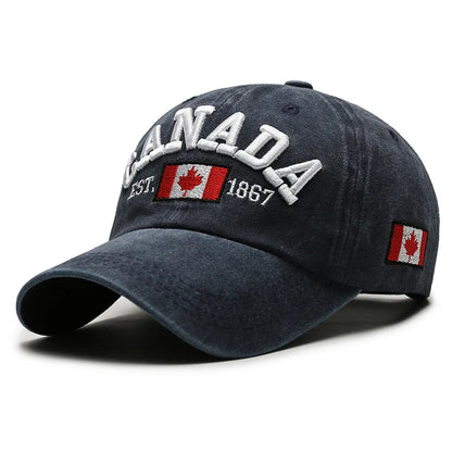 Unisex Washed Cotton Vintage Cap High Quality CANADA Letter Embroidery Baseball Cap Men And Women Outdoor Sports Hats