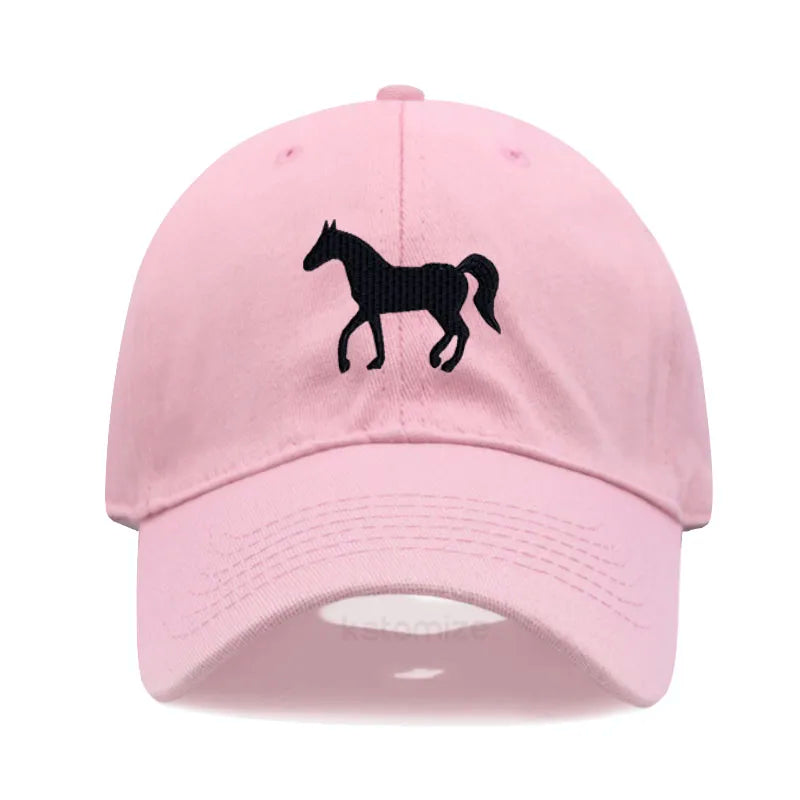Horse Embroidered Baseball Cap for Women Men Fashion Adjustable Washed Cotton Dad Hat Unisex Classic Golf Caps