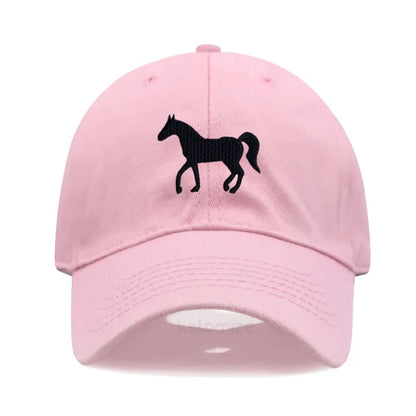 Horse Embroidered Baseball Cap for Women Men Fashion Adjustable Washed Cotton Dad Hat Unisex Classic Golf Caps