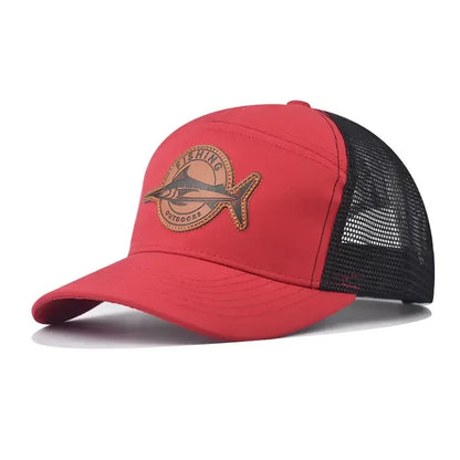 Hot Sale Unisex Seven-Panel Style Trucker Hat Adjustable Baseball Cap Shark Pattern Patch Fishing Hat