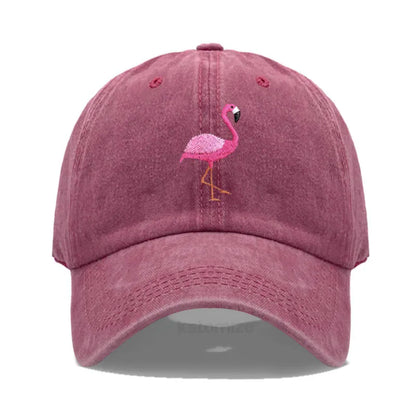Animal Embroidery Flamingo Baseball Caps for Men Women Retro Soft Washed Cotton Dad Hat Snapback Cap Wholesale Dropshipping