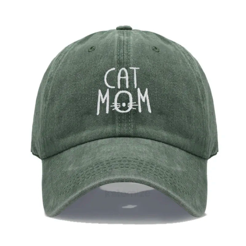 CAT MOM Embroidered Baseball Cap for Women Men Fashion Adjustable Soft Washed Cotton Dad Hat Unisex Classic Golf Caps