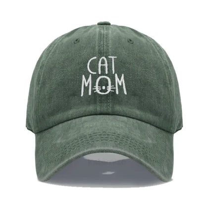 CAT MOM Embroidered Baseball Cap for Women Men Fashion Adjustable Soft Washed Cotton Dad Hat Unisex Classic Golf Caps