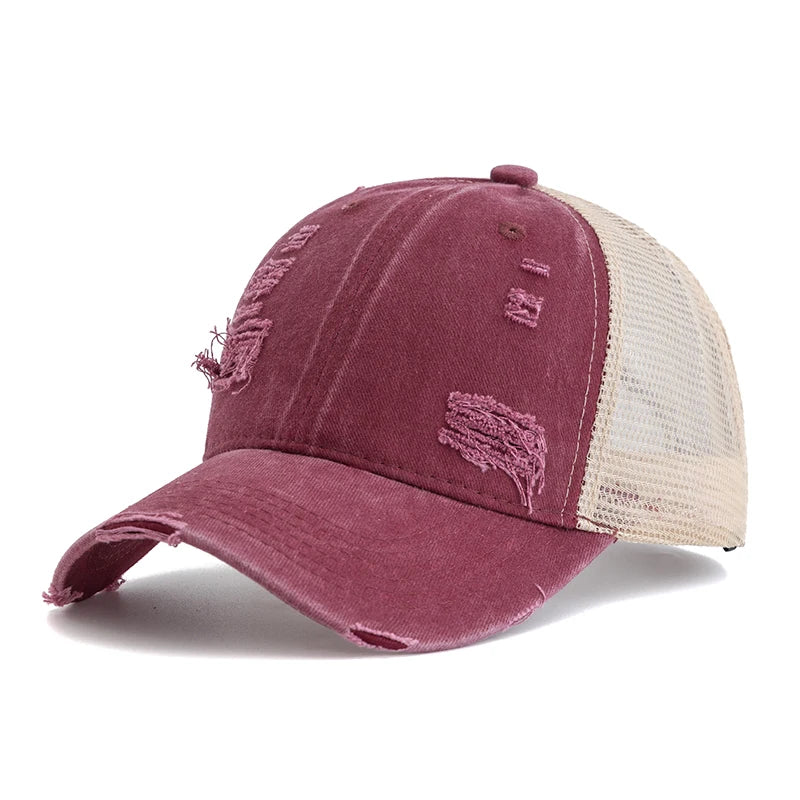 Hot Sale Unisex Trucker Hat Multi Colors Plain Baseball Cap Women Men Washed Cotton Distressed Cap