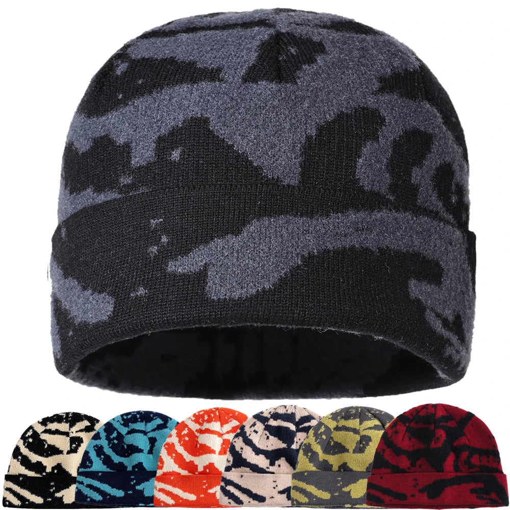New Unisex Outdoor Skull Cap Fashion Geometric Printing Chic Winter Hats Sailor Style Hats For Men Women Autumn Ski Beanie Cap