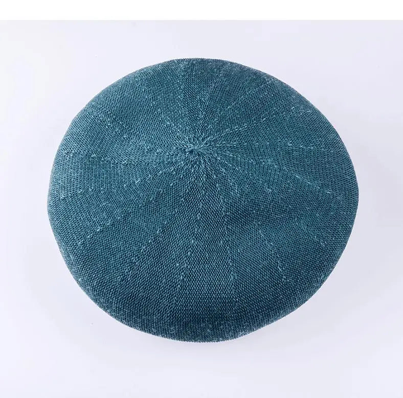 Beret Hat Women Spring Summer Hats For Women Retro Knitted Painter Cap Casual Trendy Design Solid Breathable Thin Cap Female New